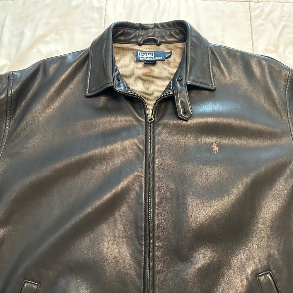 Polo Ralph Lauren Dark Leather Jacket - Picture 2 of 8